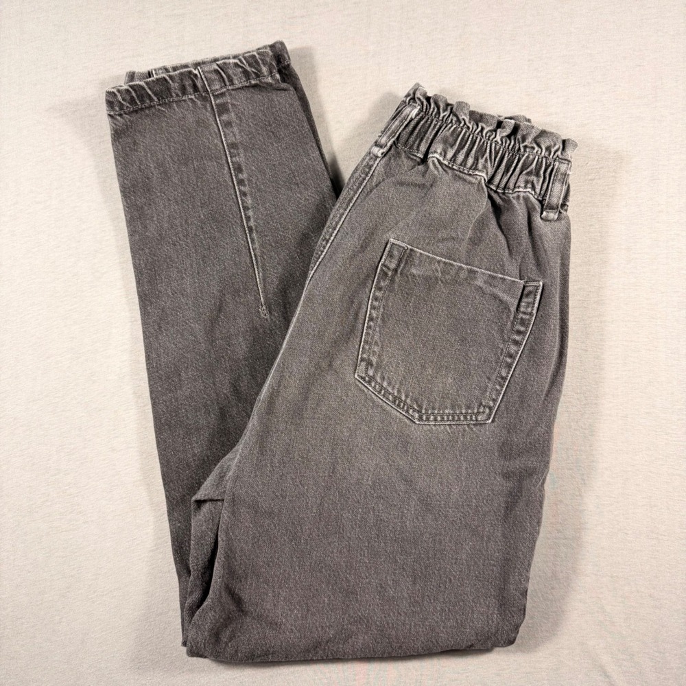 BDG Urban Outfitters Pull On Mom Jeans Faded Black Elastic Waist Denim Size 26